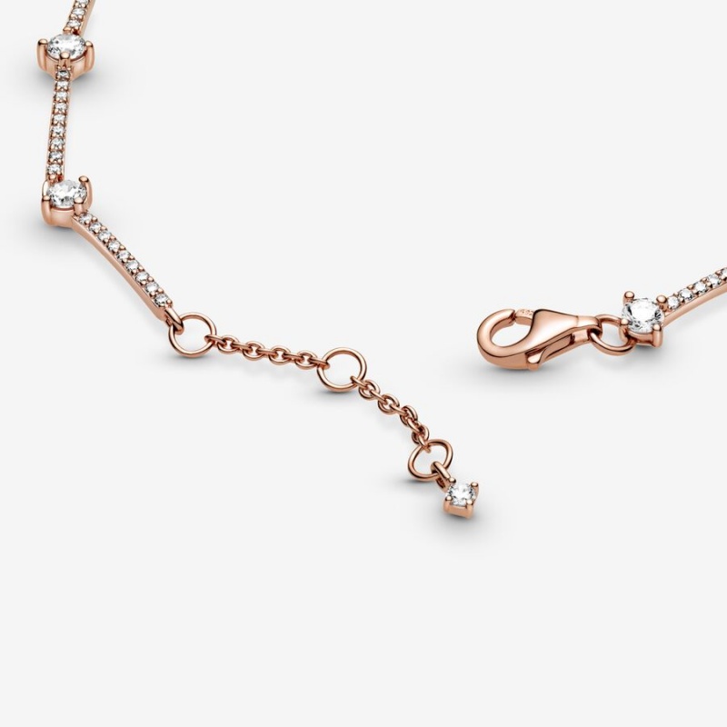 Pandora Sparkling Pavé Bars Bracelet Rose Gold Plated | 27013-NCSK