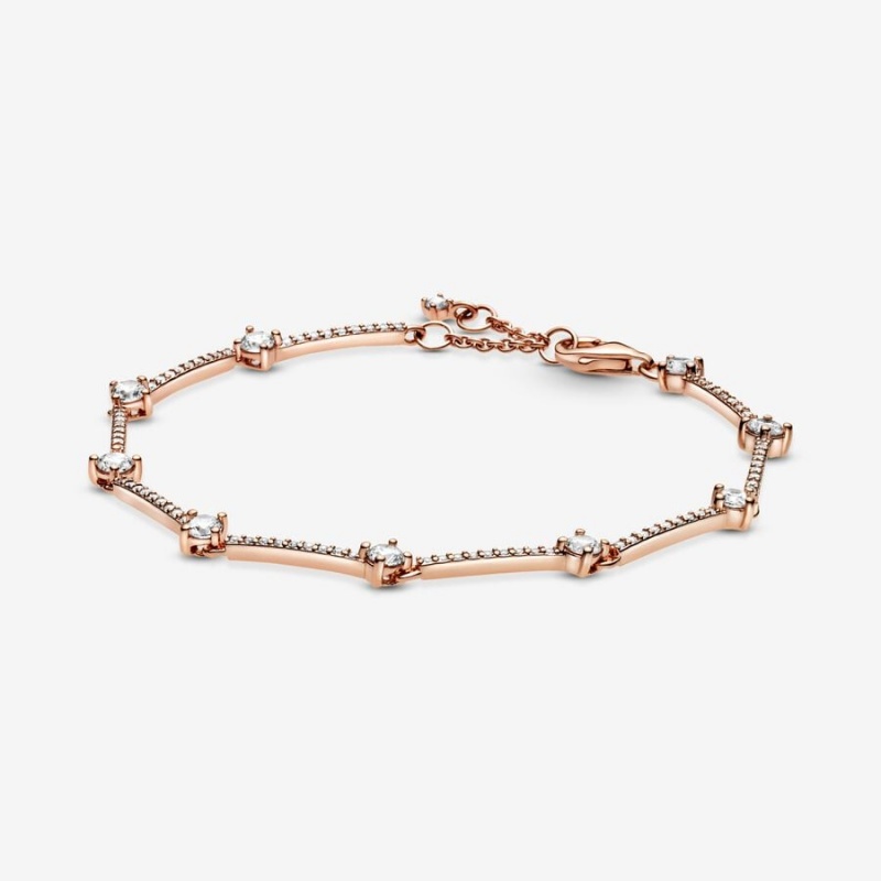 Pandora Sparkling Pavé Bars Bracelet Rose Gold Plated | 27013-NCSK