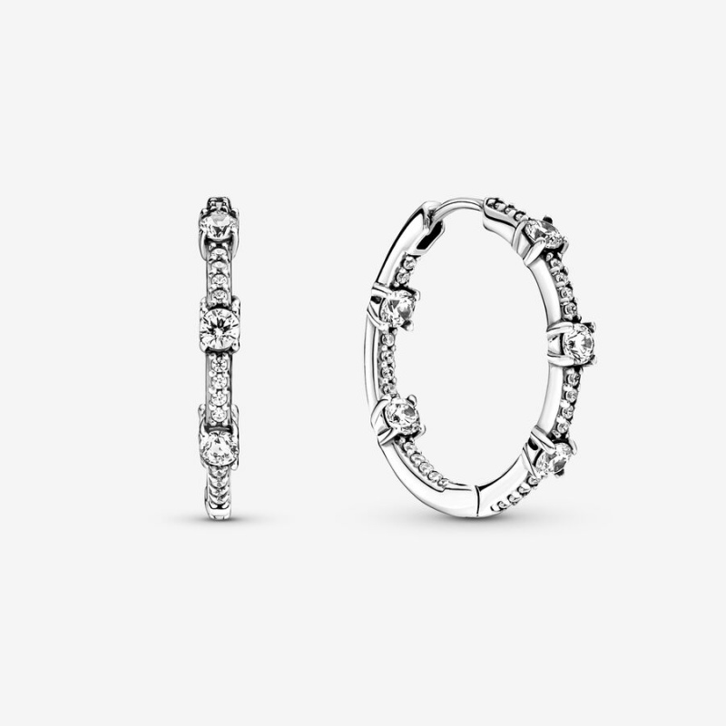 Pandora Sparkling Pavé Bars Hoop Earrings Sterling Silver | 73086-FHVW