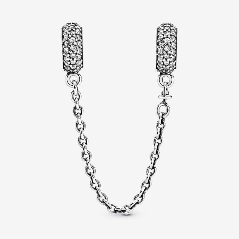 Pandora Sparkling Pavé Safety Chain Charm Sterling Silver | 92860-NQHY