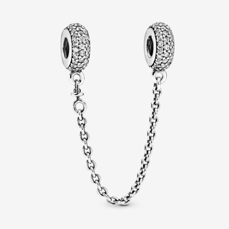 Pandora Sparkling Pavé Safety Chain Charm Sterling Silver | 92860-NQHY