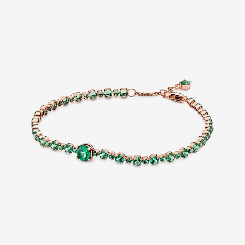 Pandora Sparkling Pavé Tennis Bracelet Rose Gold Plated | 93820-YJXM