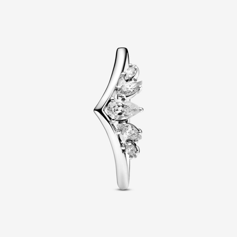 Pandora Sparkling Pear & Marquise Wishbone Ring - FINAL SALE Sterling Silver | 76438-ORVL