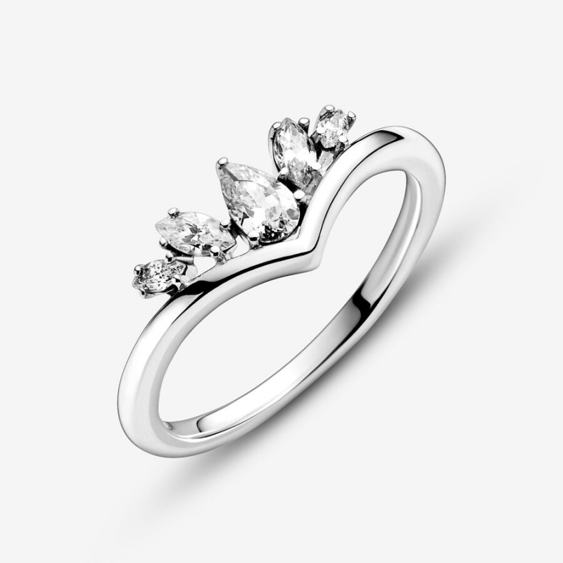 Pandora Sparkling Pear & Marquise Wishbone Ring - FINAL SALE Sterling Silver | 76438-ORVL