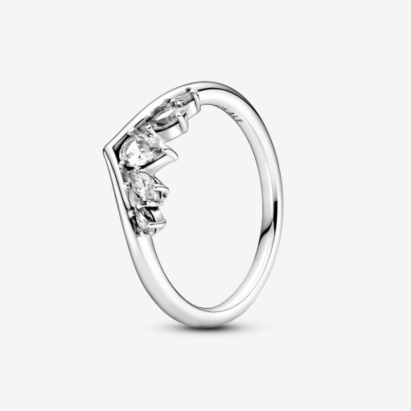 Pandora Sparkling Pear & Marquise Wishbone Ring - FINAL SALE Sterling Silver | 76438-ORVL