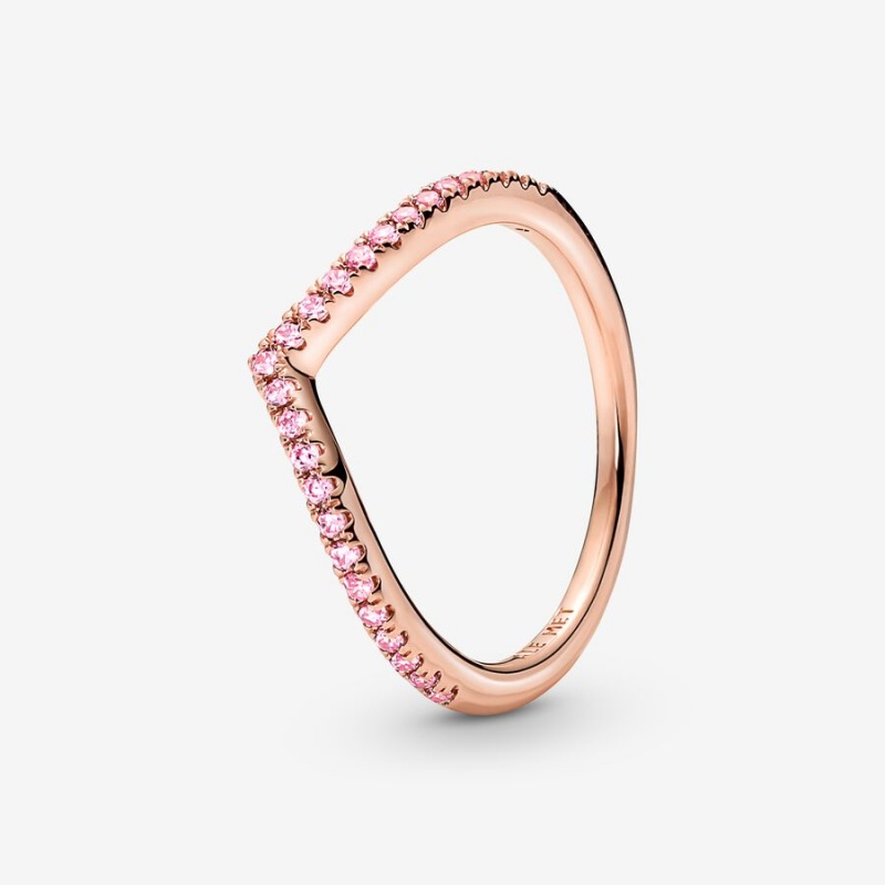 Pandora Sparkling Pink Heart Wishbone Ring Set | 98175-EJSM