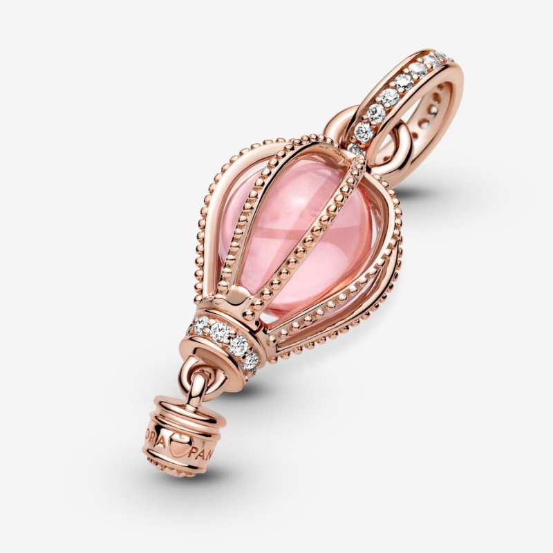 Pandora Sparkling Pink Hot Air Balloon Dangle Charm Rose Gold Plated | 38954-IGEN