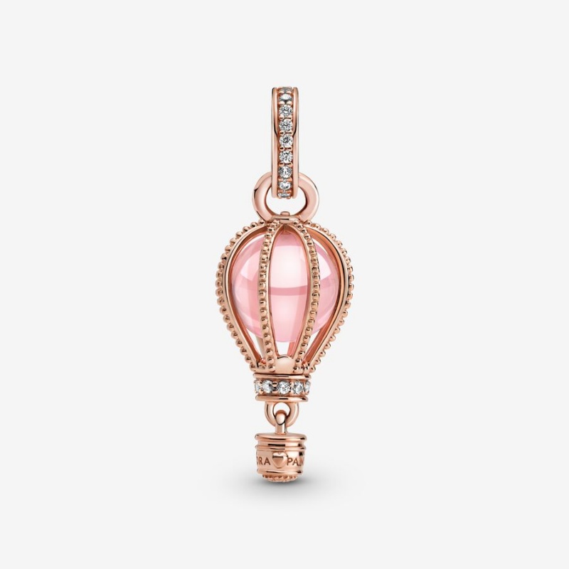 Pandora Sparkling Pink Hot Air Balloon Dangle Charm Rose Gold Plated | 38954-IGEN