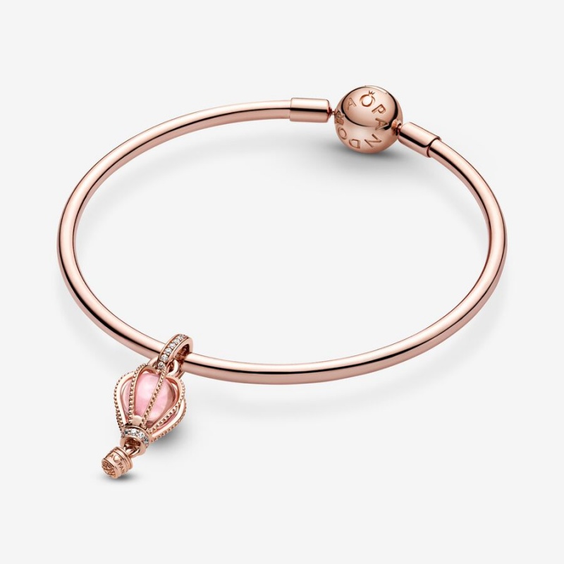 Pandora Sparkling Pink Hot Air Balloon Dangle Charm Rose Gold Plated | 38954-IGEN