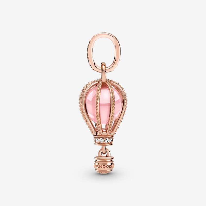 Pandora Sparkling Pink Hot Air Balloon Dangle Charm Rose Gold Plated | 38954-IGEN