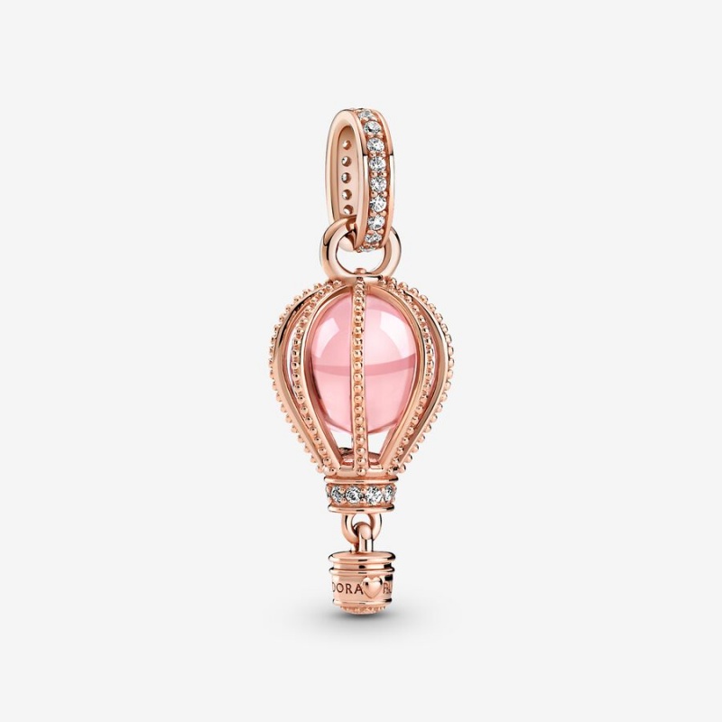 Pandora Sparkling Pink Hot Air Balloon Dangle Charm Rose Gold Plated | 38954-IGEN