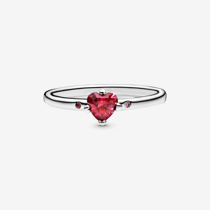 Pandora Sparkling Red Heart Ring Sterling Silver | 07531-IFWB