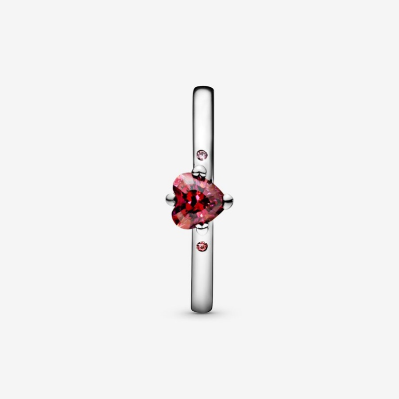 Pandora Sparkling Red Heart Ring Sterling Silver | 07531-IFWB