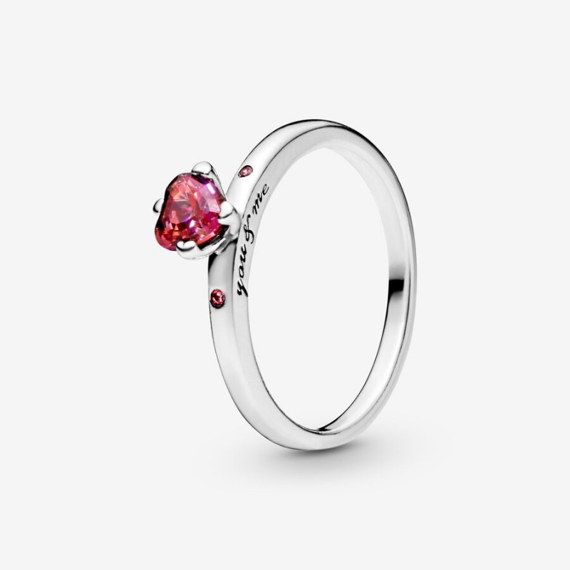 Pandora Sparkling Red Heart Ring Sterling Silver | 07531-IFWB