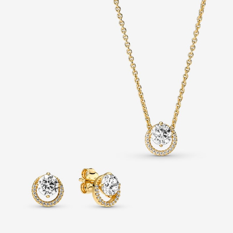 Pandora Sparkling Round Halo Jewelry Gift Set | 86345-LPSG