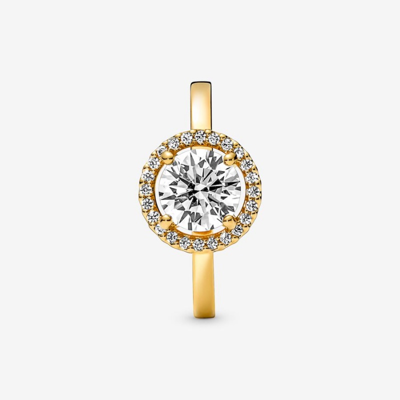 Pandora Sparkling Round Halo Ring Gold Plated | 80719-YIQS