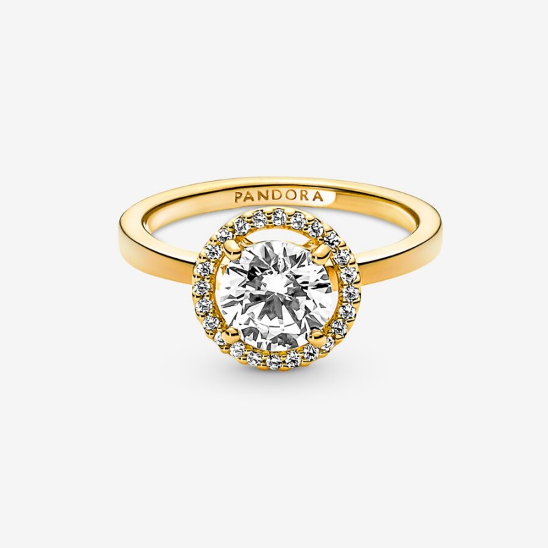 Pandora Sparkling Round Halo Ring Gold Plated | 80719-YIQS