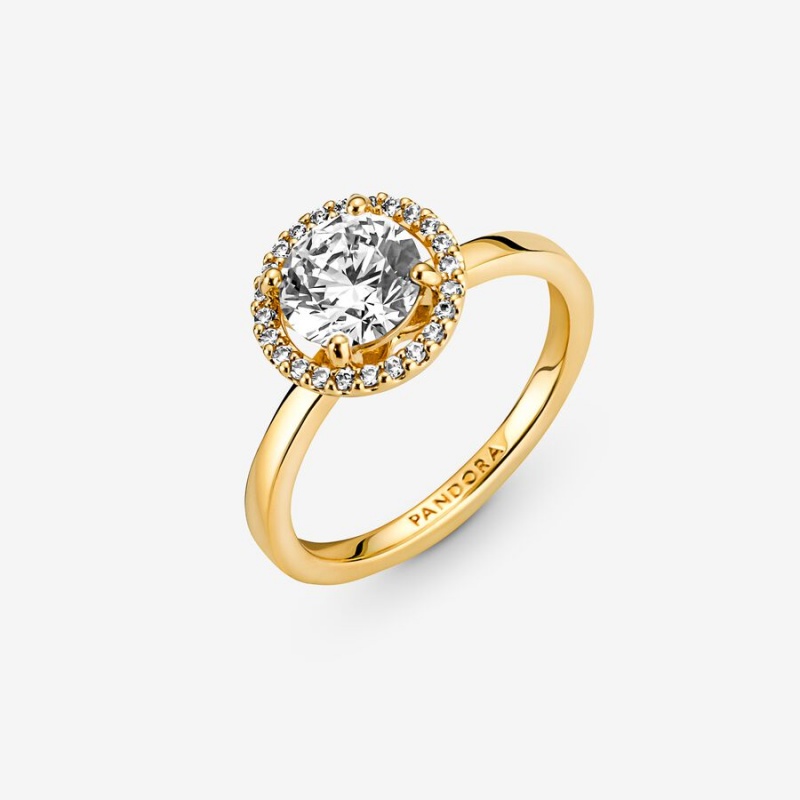 Pandora Sparkling Round Halo Ring Gold Plated | 80719-YIQS