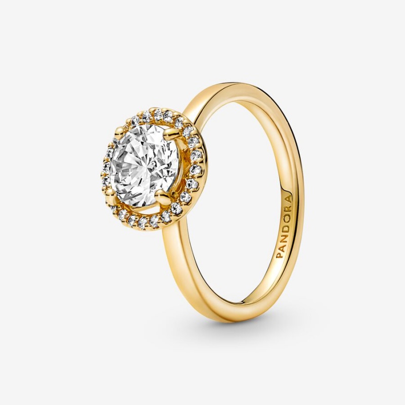 Pandora Sparkling Round Halo Ring Gold Plated | 80719-YIQS