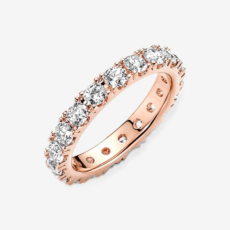 Pandora Sparkling Row Eternity Ring Rose Gold Plated | 34517-PWTB