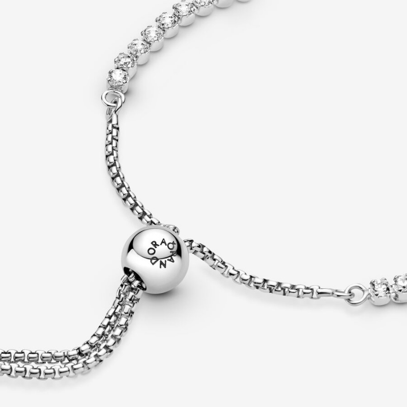 Pandora Sparkling Slider Tennis Bracelet Sterling Silver | 26483-AVDP