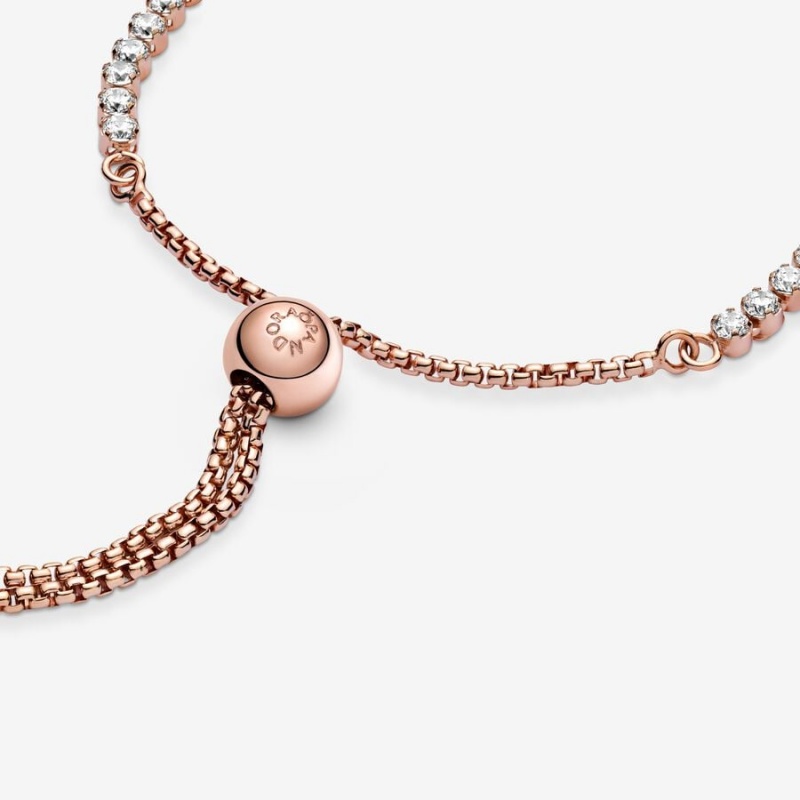 Pandora Sparkling Slider Tennis Bracelet Rose Gold Plated | 86430-LIOY