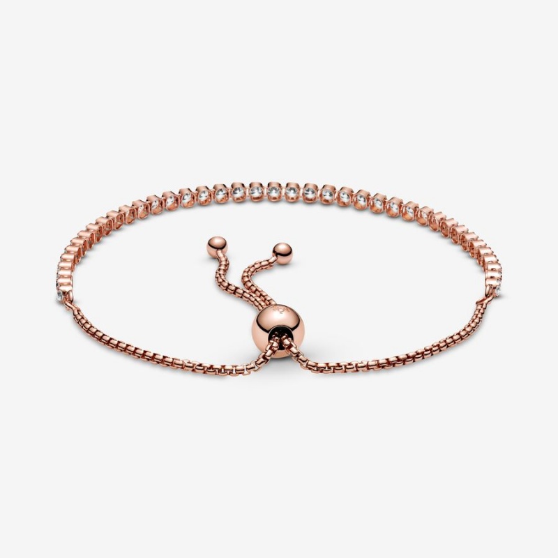 Pandora Sparkling Slider Tennis Bracelet Rose Gold Plated | 86430-LIOY