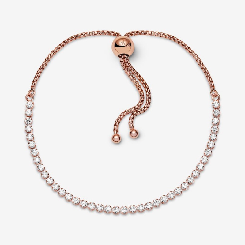 Pandora Sparkling Slider Tennis Bracelet Rose Gold Plated | 86430-LIOY