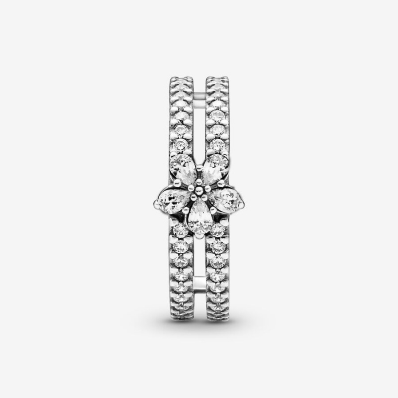 Pandora Sparkling Snowflake Double Ring Sterling Silver | 97431-DFNQ