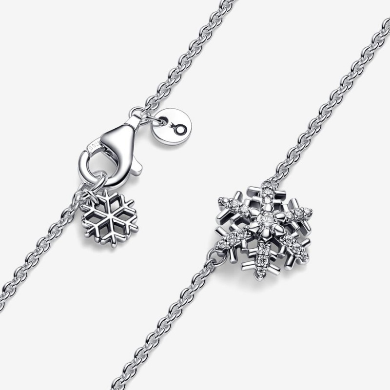 Pandora Sparkling Snowflake Pendant Necklace Sterling Silver | 46831-ZVWS