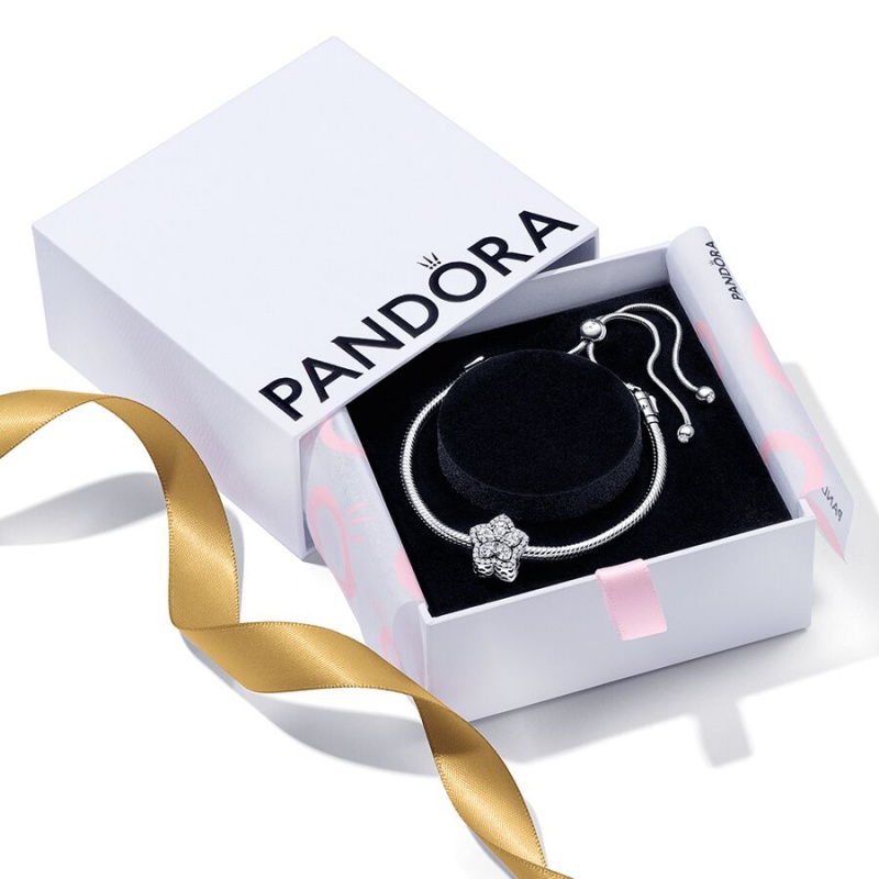 Pandora Sparkling Snowflake Sliding Bracelet Set | 90832-FQVS