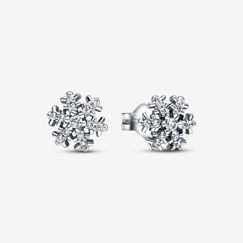 Pandora Sparkling Snowflake Stud Earrings Sterling Silver | 92803-OVUI