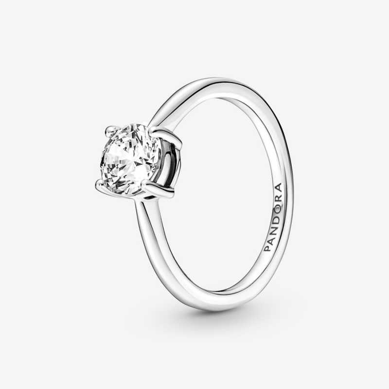 Pandora Sparkling Solitaire Ring Sterling Silver | 85601-YKQA