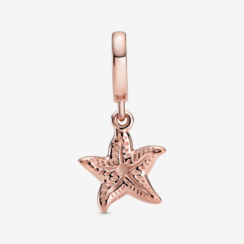 Pandora Sparkling Starfish Dangle Charm Rose Gold Plated | 28673-DAYN