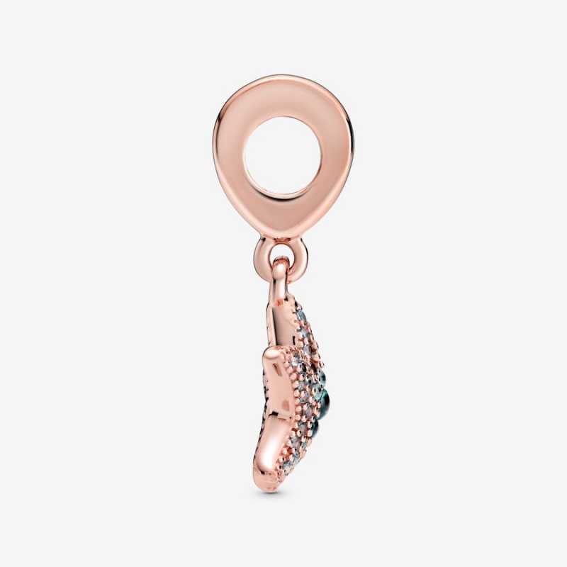 Pandora Sparkling Starfish Dangle Charm Rose Gold Plated | 28673-DAYN