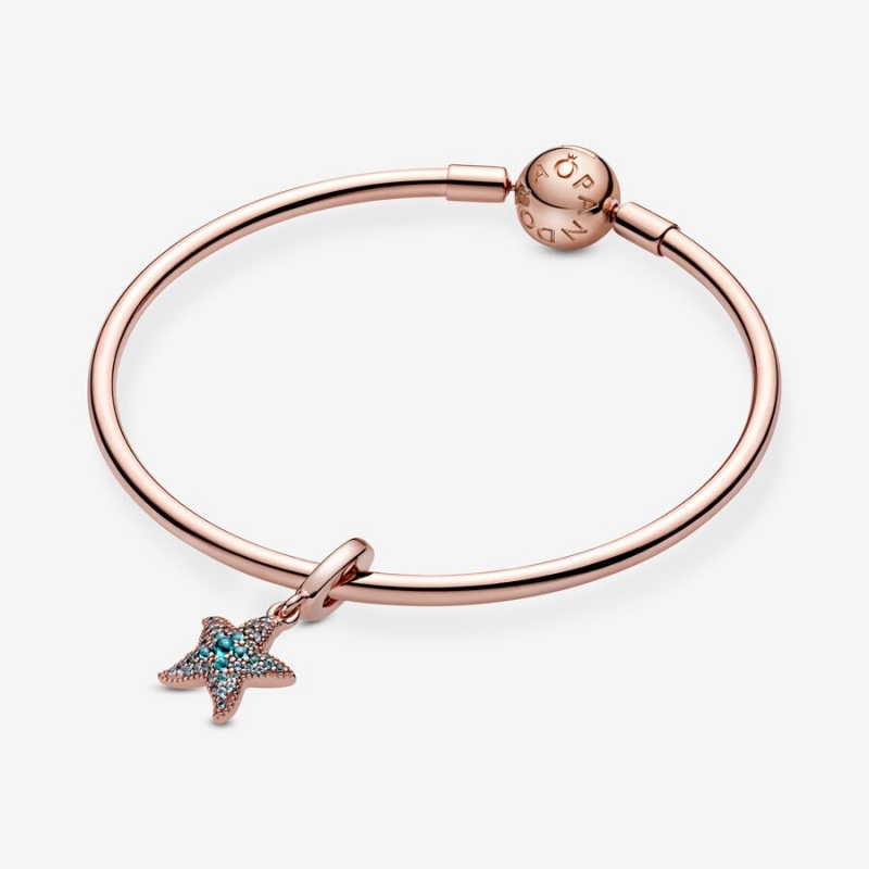 Pandora Sparkling Starfish Dangle Charm Rose Gold Plated | 28673-DAYN