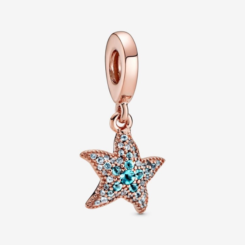 Pandora Sparkling Starfish Dangle Charm Rose Gold Plated | 28673-DAYN