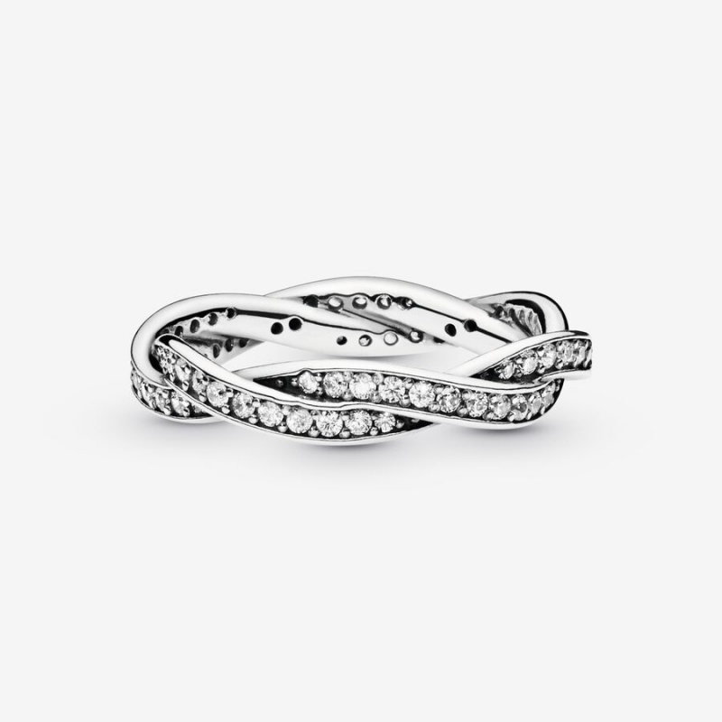 Pandora Sparkling Twisted Lines Ring Sterling Silver | 56920-GTLK