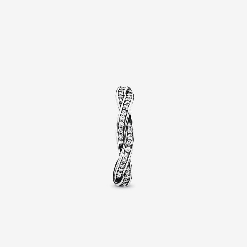 Pandora Sparkling Twisted Lines Ring Sterling Silver | 56920-GTLK