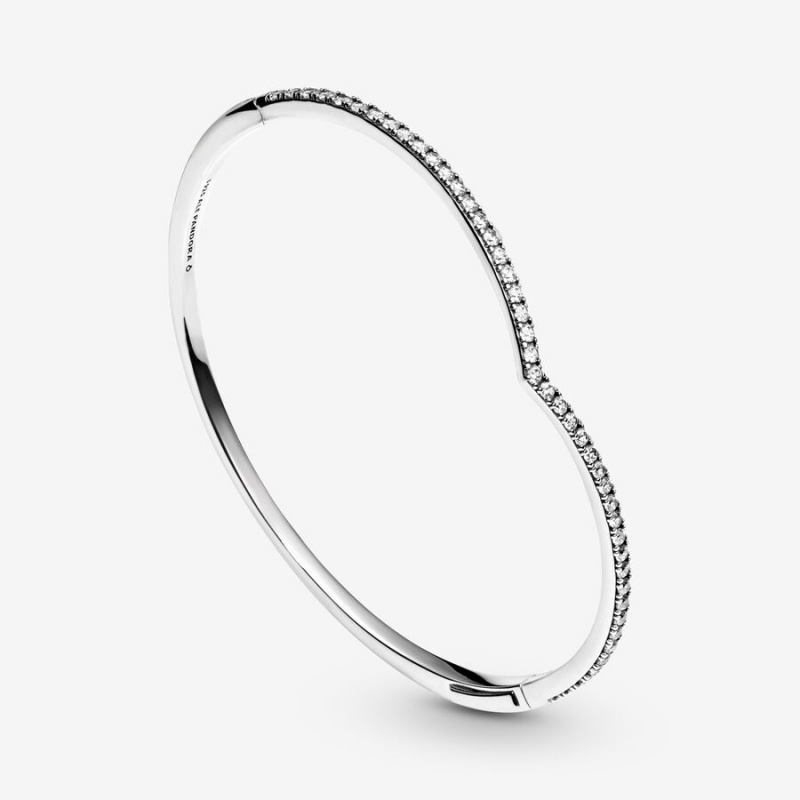 Pandora Sparkling Wishbone Bangle Sterling Silver | 89573-MADV