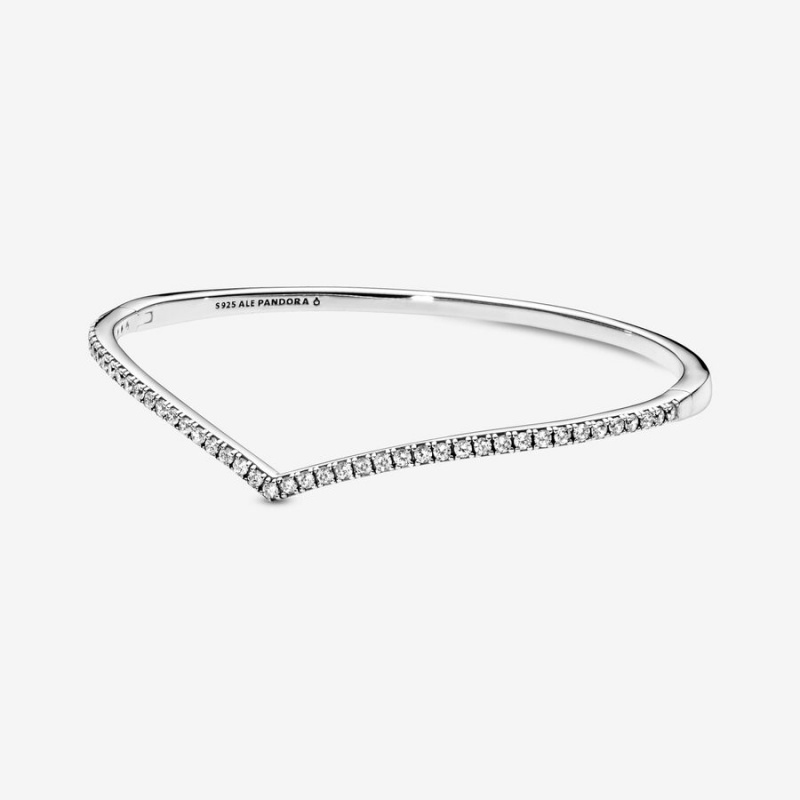 Pandora Sparkling Wishbone Bangle Sterling Silver | 89573-MADV