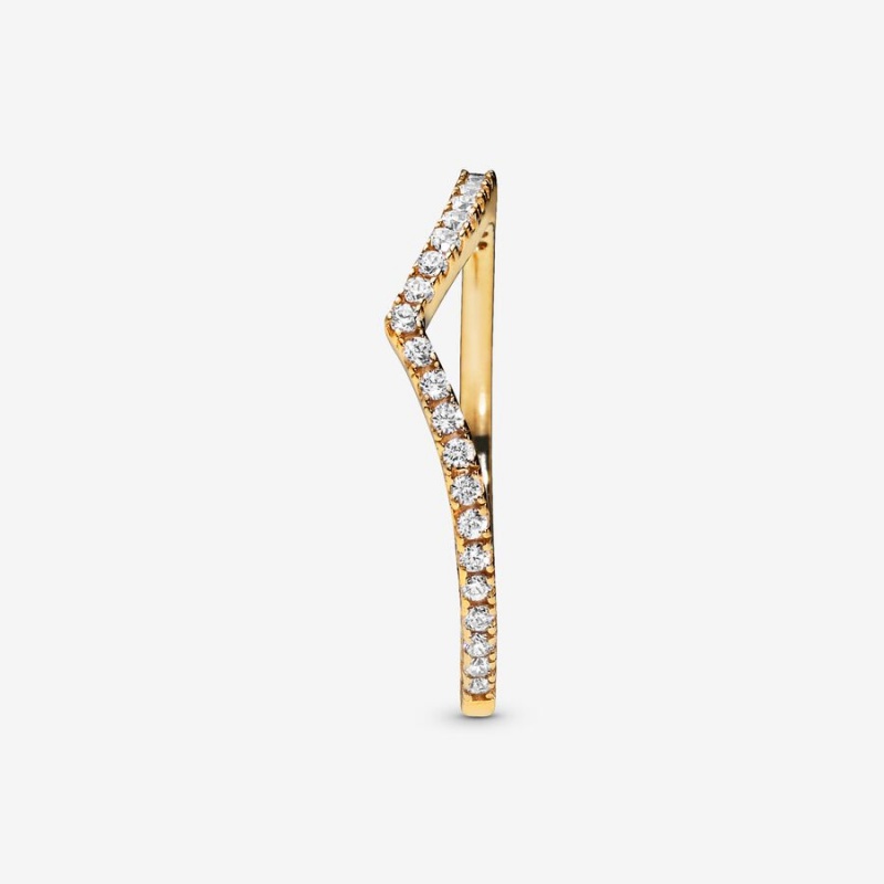 Pandora Sparkling Wishbone Ring Gold Plated | 09831-INFC