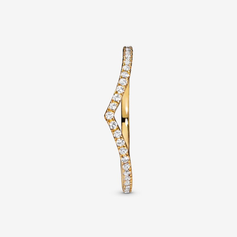 Pandora Sparkling Wishbone Ring Gold Plated | 09831-INFC