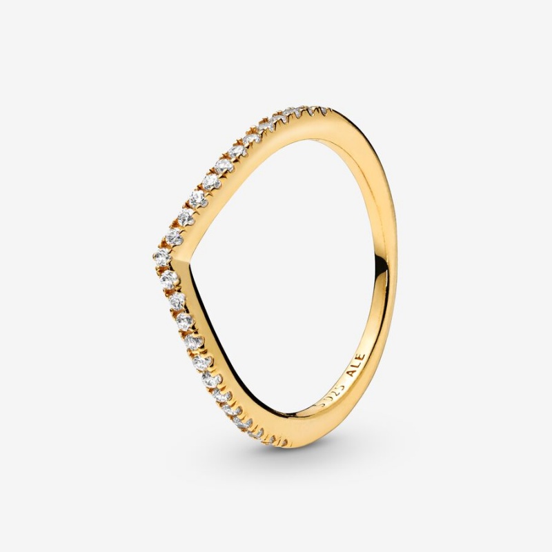 Pandora Sparkling Wishbone Ring Gold Plated | 09831-INFC