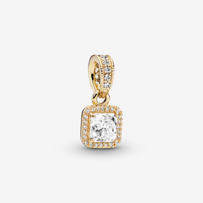 Pandora Square Sparkle Halo Pendant Gold | 79561-ILZA