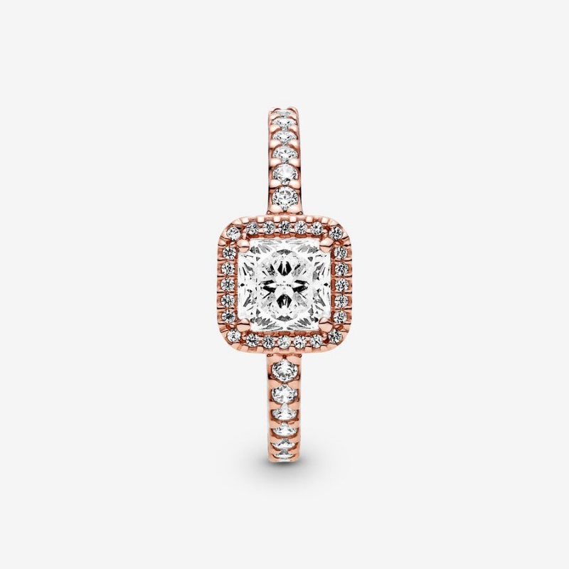 Pandora Square Sparkle Halo Ring Rose Gold Plated | 05149-GTKW