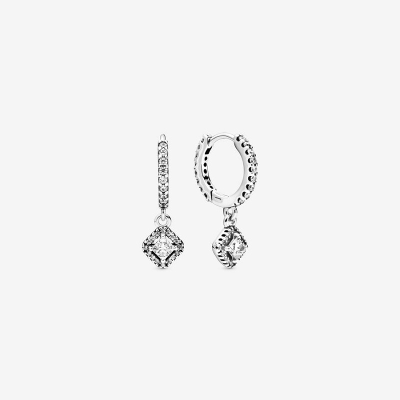 Pandora Square Sparkle Hoop Earrings Sterling Silver | 74018-LOBQ