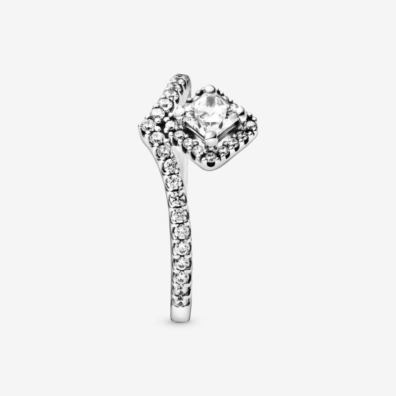 Pandora Square Sparkle Wishbone Ring - FINAL SALE Sterling Silver | 67504-RPYL