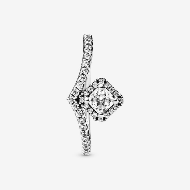 Pandora Square Sparkle Wishbone Ring - FINAL SALE Sterling Silver | 67504-RPYL