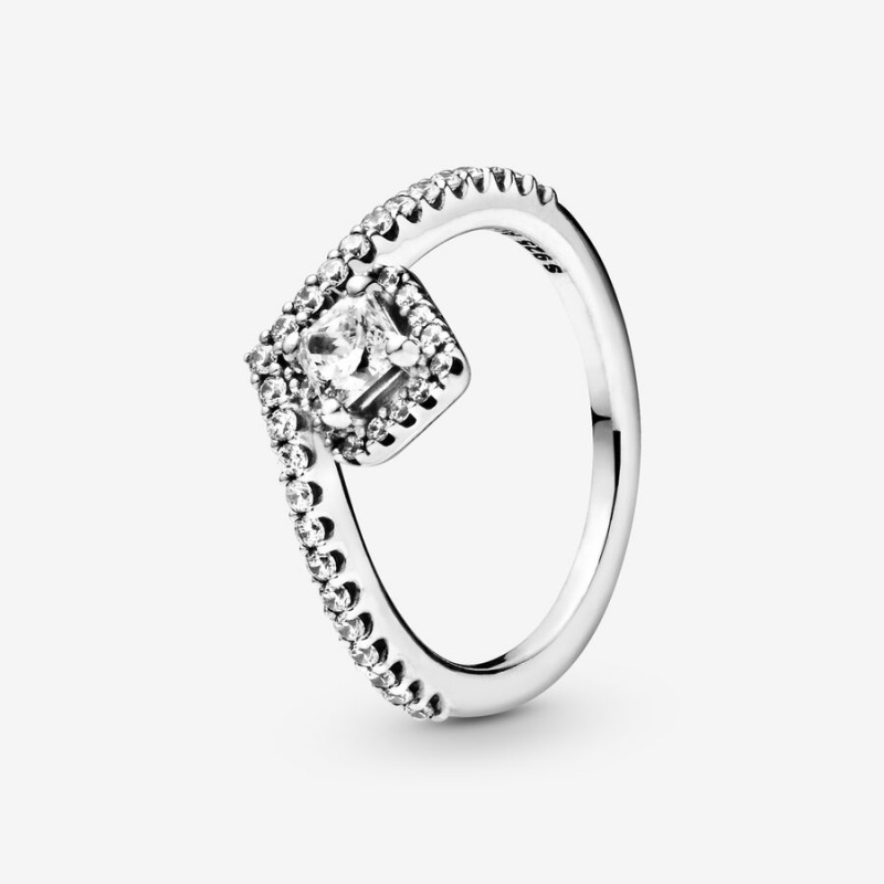 Pandora Square Sparkle Wishbone Ring - FINAL SALE Sterling Silver | 67504-RPYL